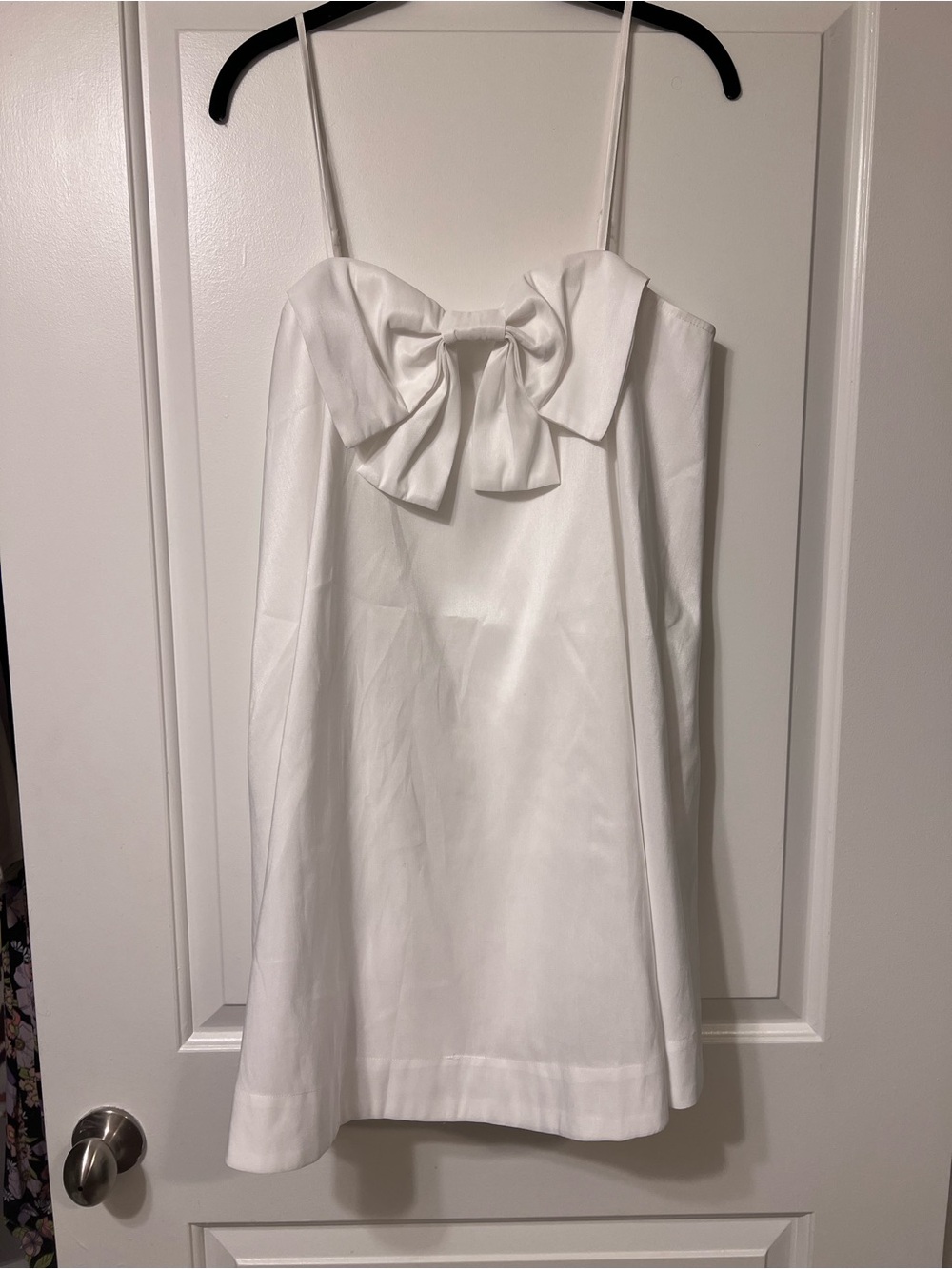 New Day White Satin Bow Mini Dress | S